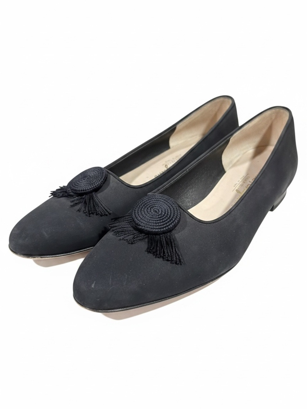 Vintage Salvatore Ferragamo Boutique Navy Suede Tassel Loafers Size 10 Narrow
